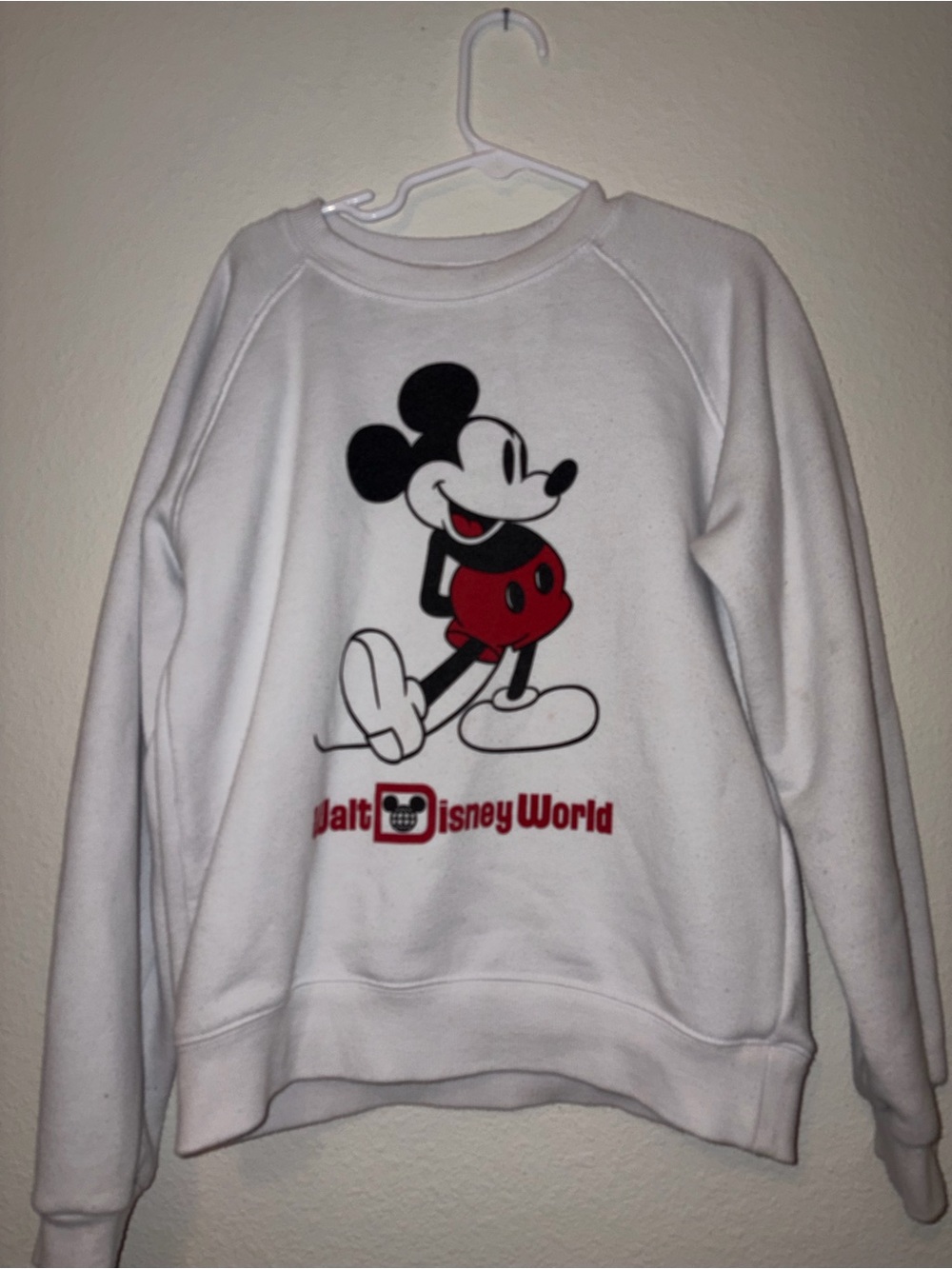 Disney White Mickey Tag Crewneck Sweatshirt